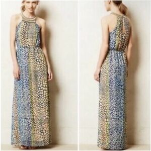 A11‎ Anthropologie HD in Paris Multi-Color Maxi Dress with Beaded Halter